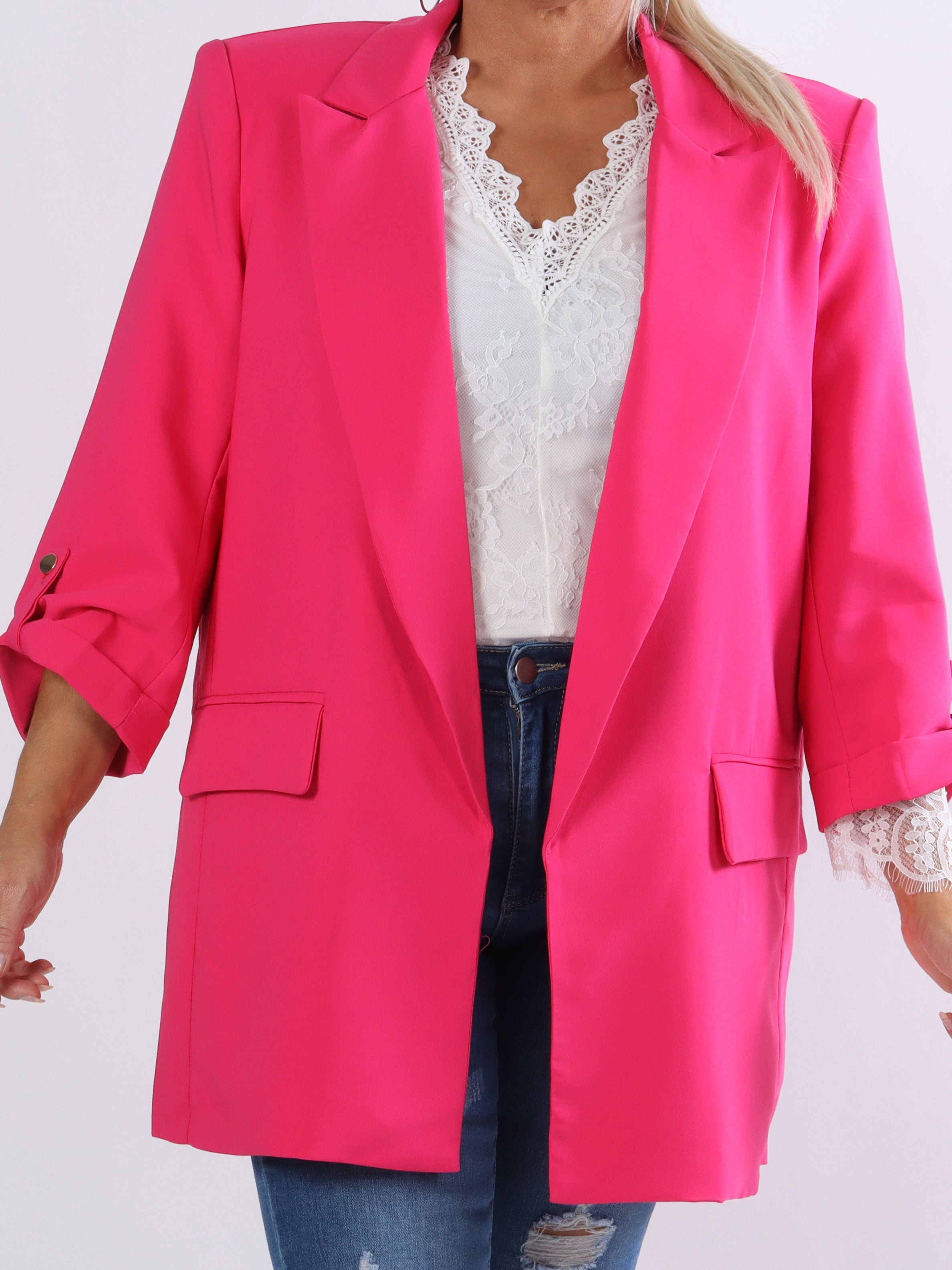 Mindy - Enfärgad blazer med 3/4 ärmar - Pink